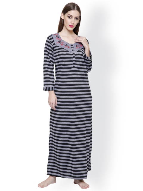 

Secret Wish Grey & Black Striped Nightdress