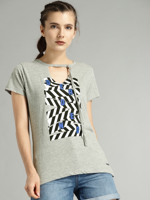 

Roadster Women Grey Printed Top