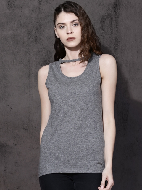 

Roadster Women Charcoal Grey Solid Top