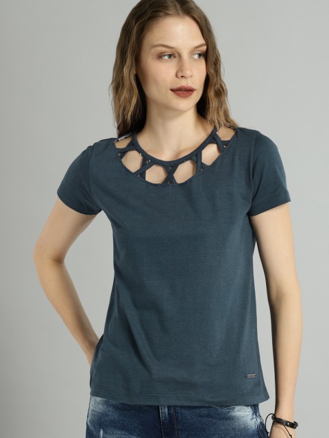 

Roadster Women Teal Blue Solid Top