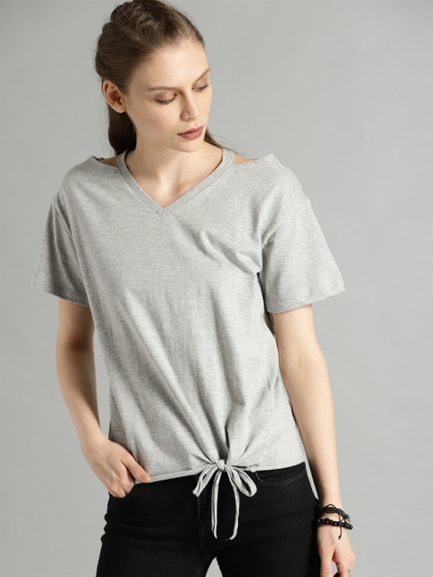 

Roadster Women Grey Melange Solid Top