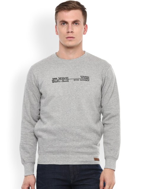

ELABORADO Men Grey Solid Sweatshirt