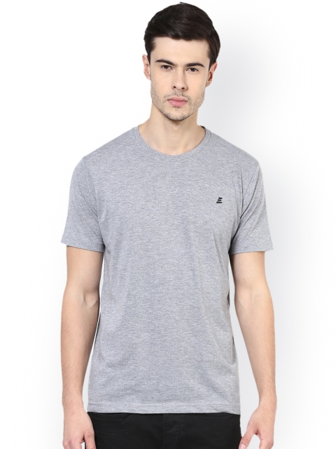 

ELABORADO Men Grey Solid Round Neck T-shirt