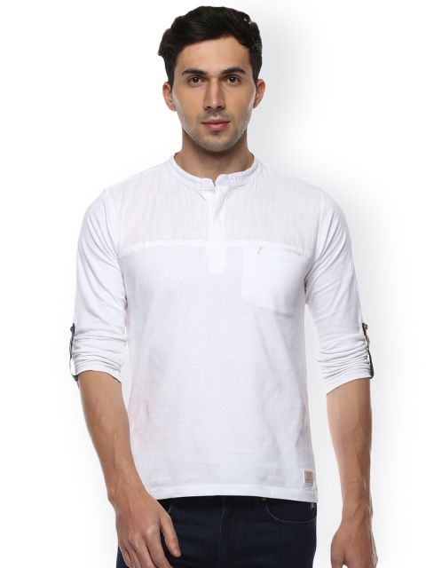 

ELABORADO Men White Solid Slim Fit T-shirt