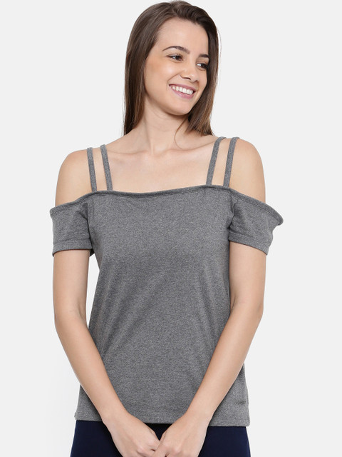 

Roadster Women Grey Melange Solid Bardot Top