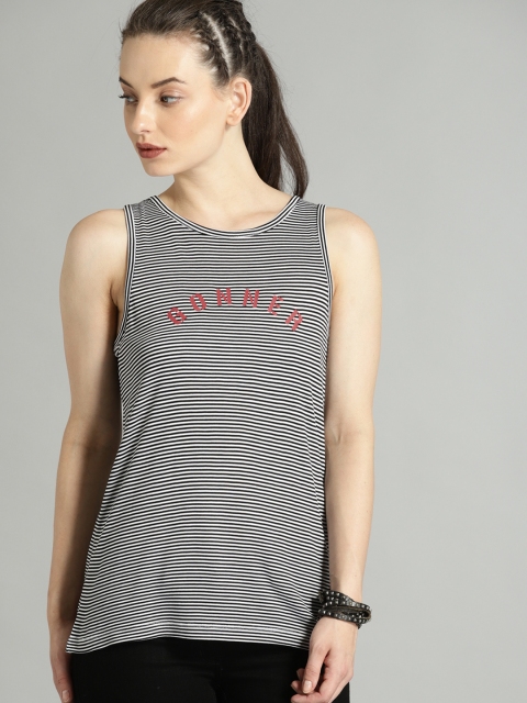 

Roadster Women Black Striped Top