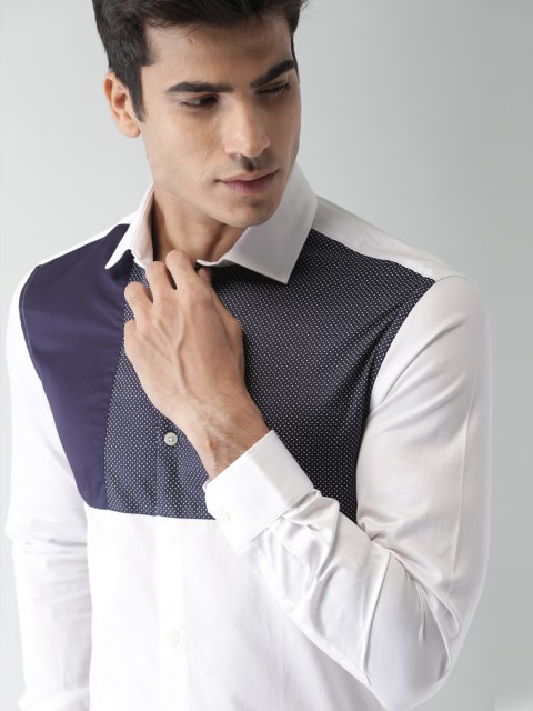 

INVICTUS Men White Slim Fit Printed Formal Shirt