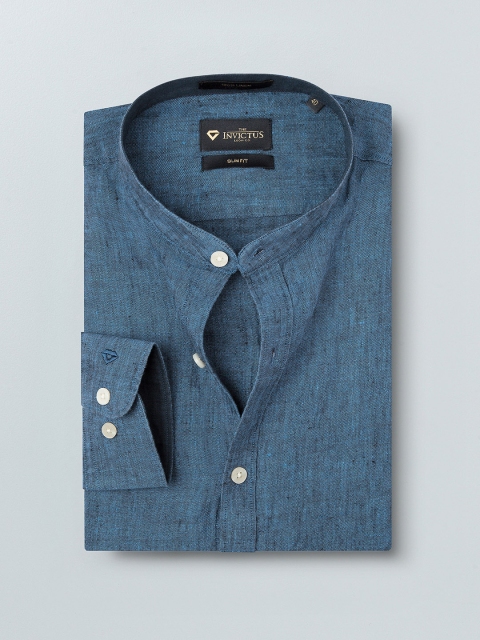 

INVICTUS Men Blue Slim Fit Solid Casual Linen Shirt