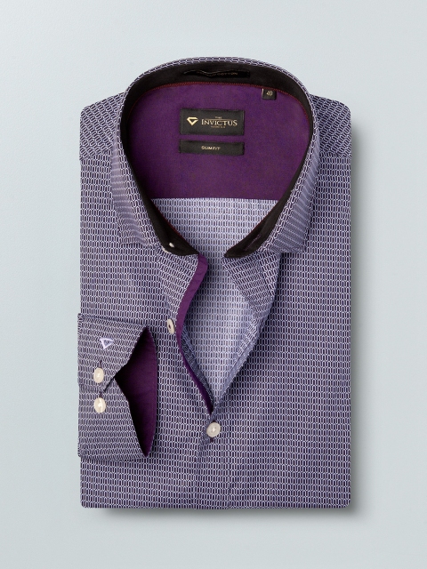 

INVICTUS Men Purple Slim Fit Printed Smart Casual Shirt