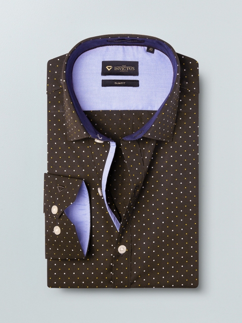 

INVICTUS Men Brown Slim Fit Printed Formal Shirt