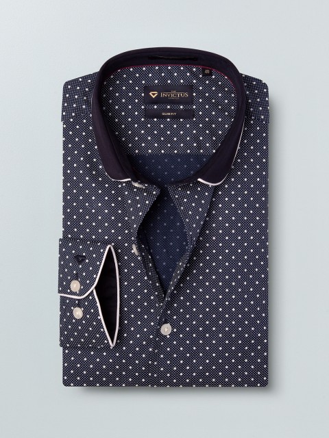 

INVICTUS Men Navy Blue Slim Fit Printed Semiformal Shirt
