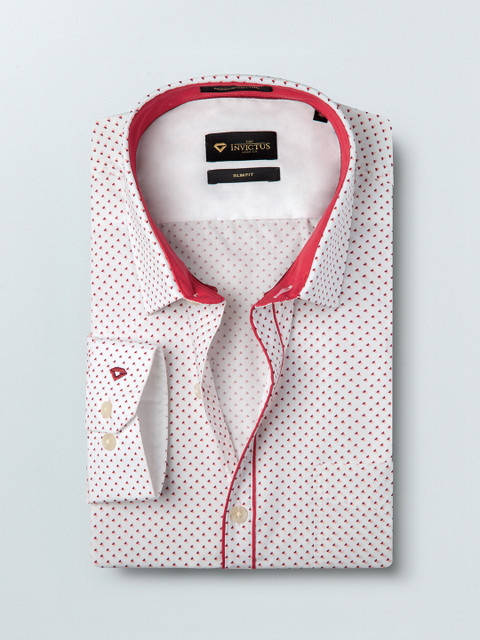 

INVICTUS Men White & Pink Slim Fit Printed Formal Shirt