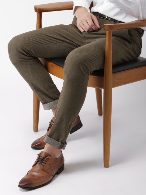 

INVICTUS Men Brown Self-Design Regular Trousers