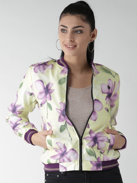 

Okane Women Yellow & Purple Printed Bomber Jacket
