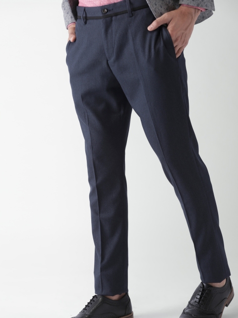 

INVICTUS Men Navy Slim Fit Solid Formal Trousers, Navy blue