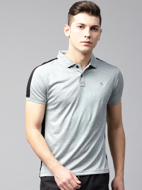 

HRX by Hrithik Roshan Men Grey Melange Solid Polo Collar T-shirt
