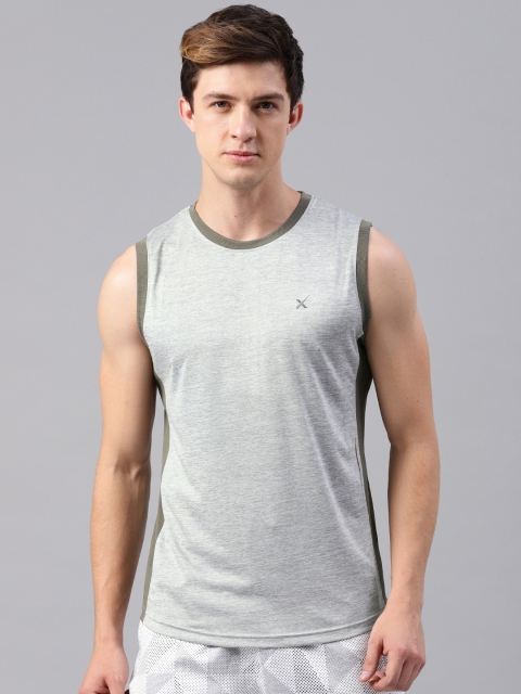 

HRX by Hrithik Roshan Men Grey Melange Solid Round Neck T-shirt