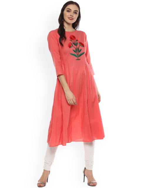 

Bhama Couture Women Pink Embroidered Anarkali Kurta