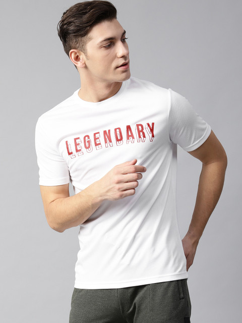 

HRX by Hrithik Roshan Men White Printed Round Neck RAPID-DRY T-shirt