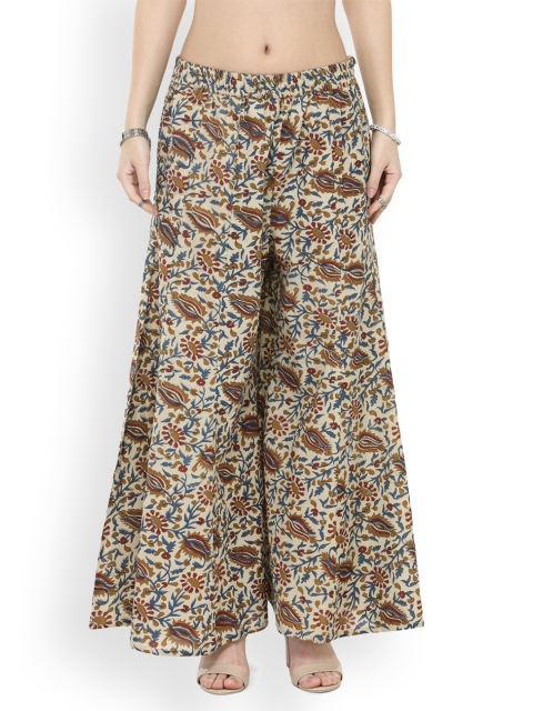 

Varanga Women Beige Flared Printed Palazzos