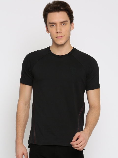 

Puma Men Black Solid Ferrari Small Shield Moonless Night Round Neck T-shirt