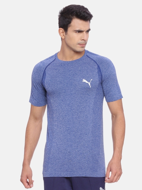 

Puma Men Blue Slim Fit Solid evoKNIT DryCell Round Neck T-shirt