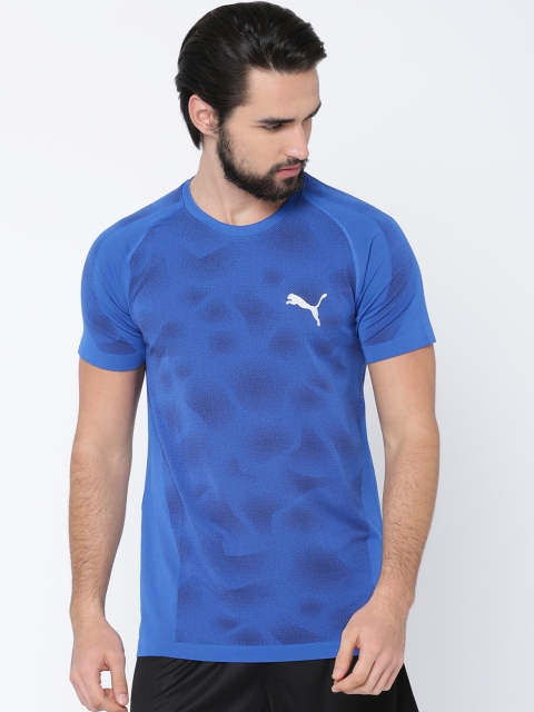 

Puma Men Blue Self Design evoKNIT Round Neck T-shirt
