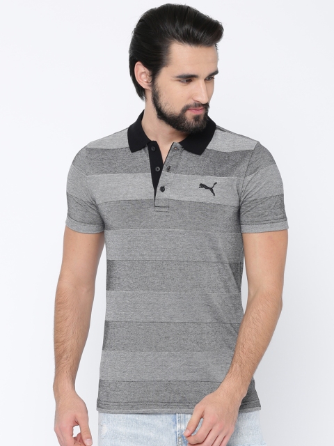 

Puma Men Grey India Thick Striped Polo Collar Slim Fit T-shirt