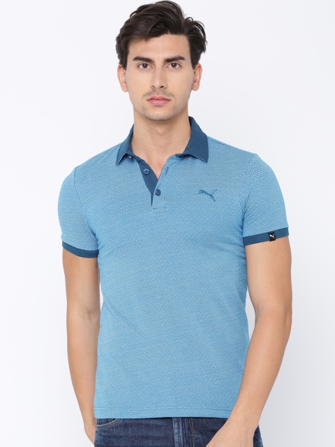 

Puma Men Blue India Jacquard Self Design Polo Collar Slim Fit T-shirt