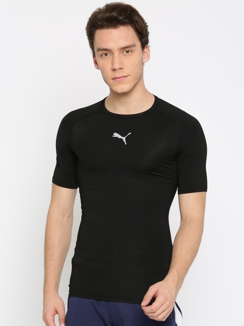 

Puma Men Black Solid TB S/S Round Neck T-shirt