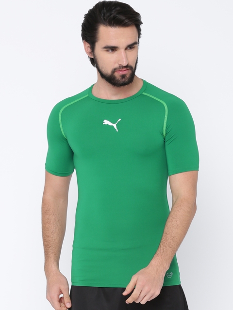 

Puma Men Green Solid Round Neck T-shirt