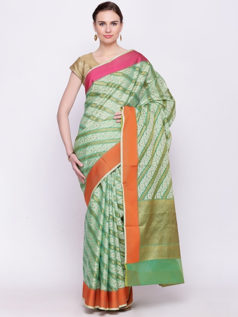 

Banarasi Style Green & Off-White Woven Design Banarasi Saree