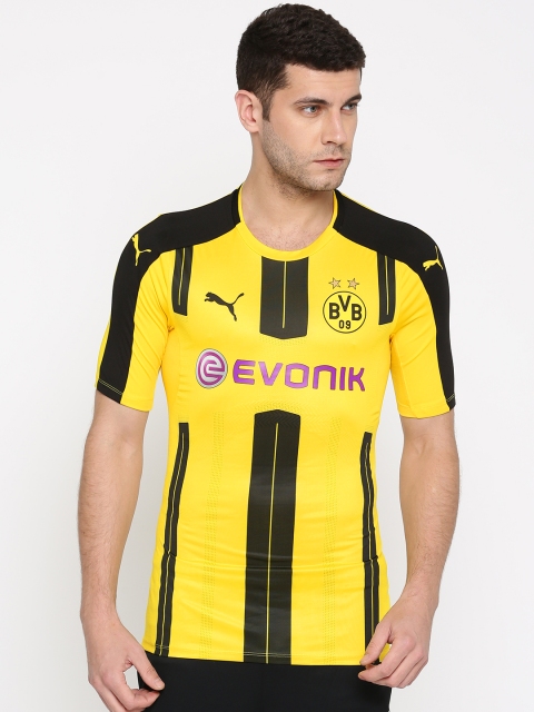 

Puma Men Yellow Slim Fit BVB Authentic Printed Round Neck T-shirt