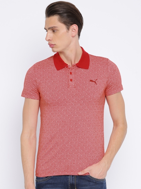 

Puma Men Red Self-Design Polo Collar T-shirt