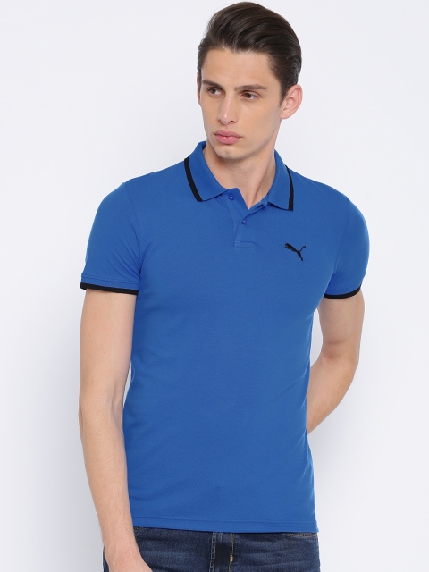 

Puma Men Blue Solid Polo Collar T-shirt