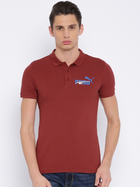 

Puma Men Rust Red Solid Polo T-shirt