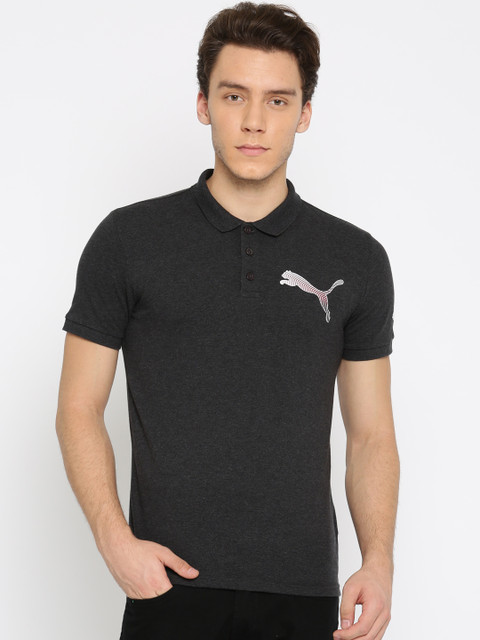

Puma Men Charcoal Solid Polo Collar T-shirt