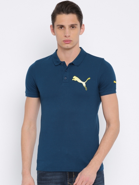 

Puma Men Teal Blue Solid Polo T-shirt