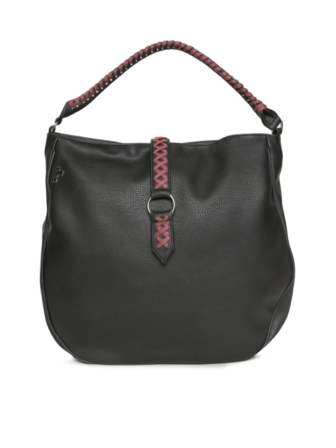 

Baggit Black Solid Hobo Bag
