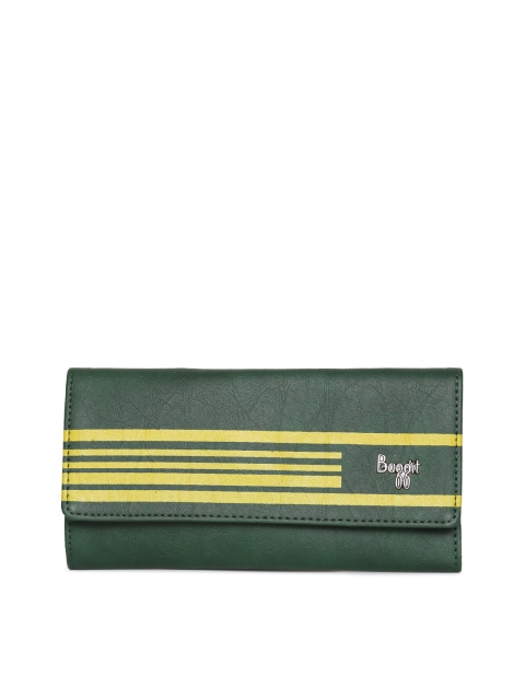 

Baggit Women Green & Yellow Striped Three Fold Wallet