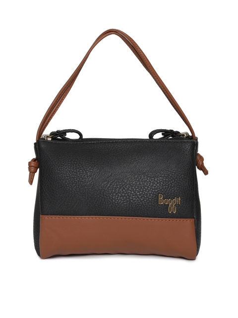 

Baggit Black & Brown Colourblocked Handheld Bag