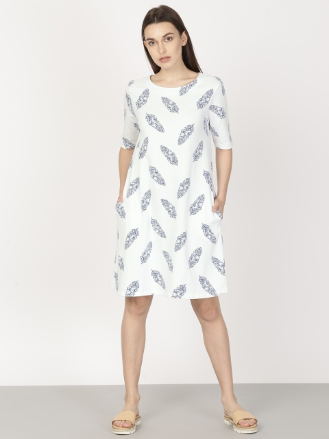 

ether Women White Printed T-shirt Dress
