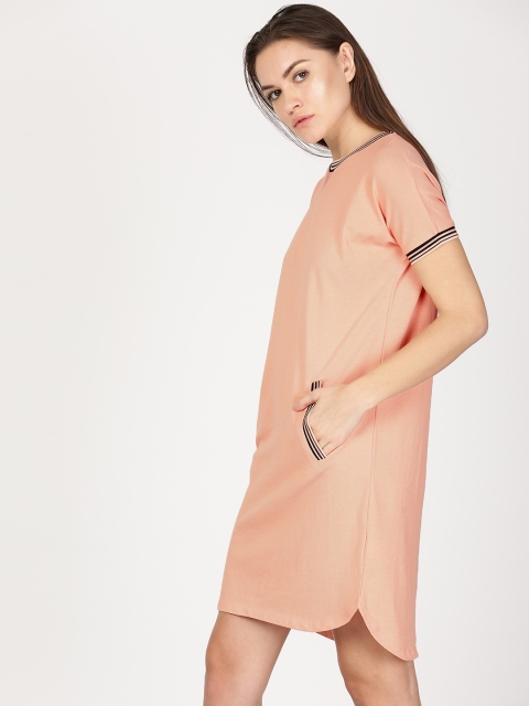 

ether Women Orange Solid T-shirt Dress