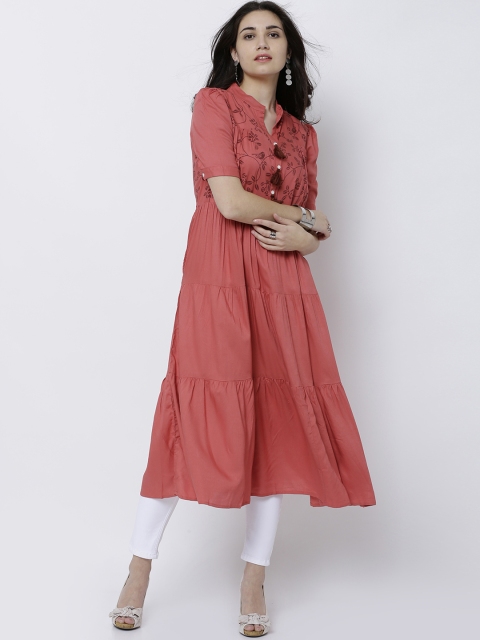 

Vishudh Women Coral Solid Anarkali Kurta