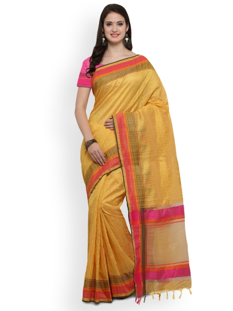 

Saree mall Yellow Striped Art Silk Saree