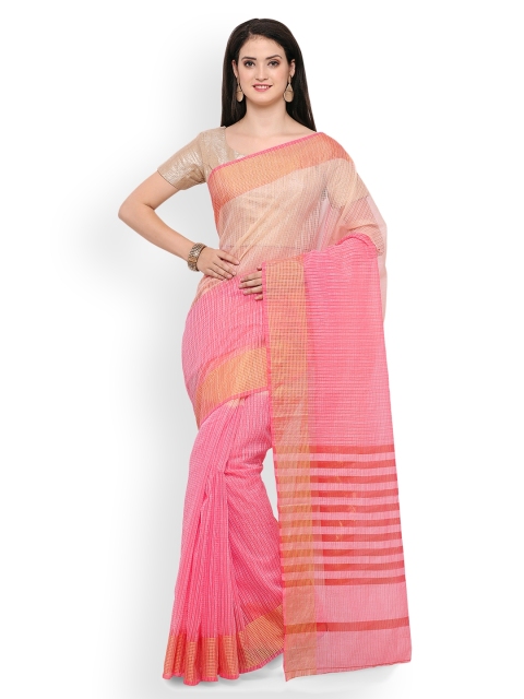 

Saree mall Pink Striped Art Silk Saree