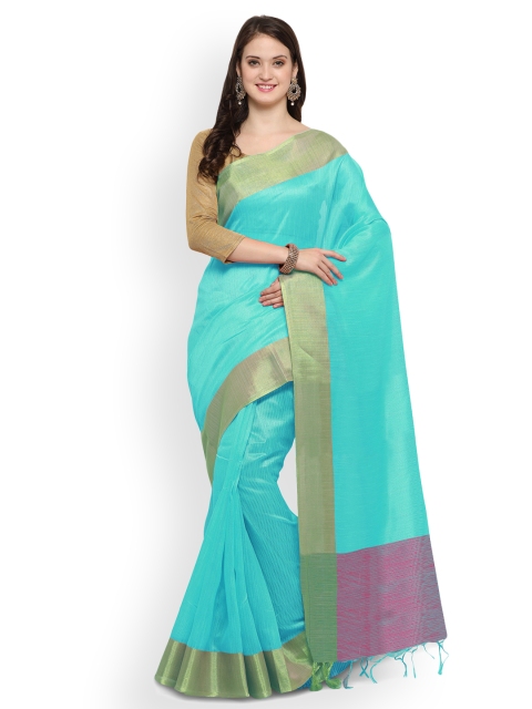 

Saree mall Sea Green Silk Blend Woven Design Banarasi Saree