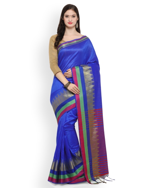 

Saree mall Blue Silk Blend Solid Banarasi Saree