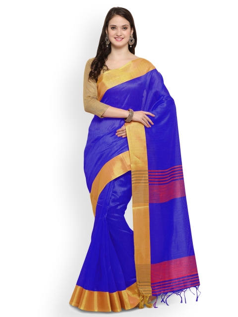 

Saree mall Blue Silk Blend Solid Banarasi Saree