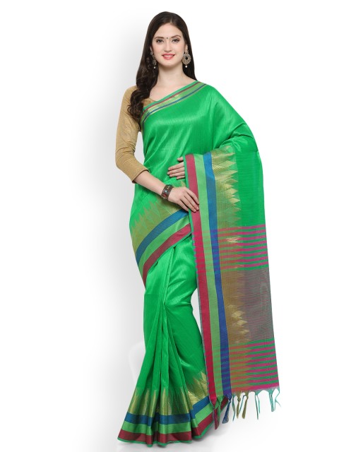 

Saree mall Green Silk Blend Solid Banarasi Saree